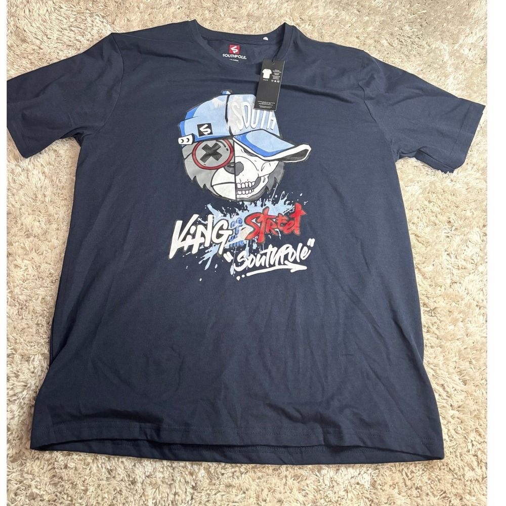 Southpole Mens King of the Street T-Shirt Navy Blue Small NWT